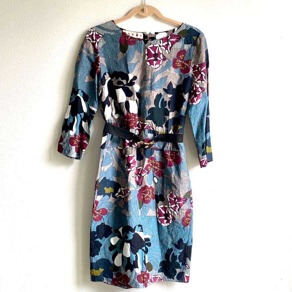 MARNI Flower Print Dress with a belt